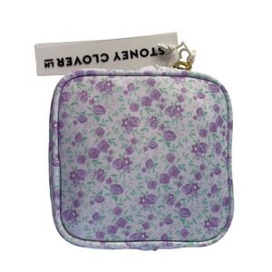 Stoney Clover Lane Purple‎ Floral Mini Pouch Nylon Makeup Bag Cottagecore NEW